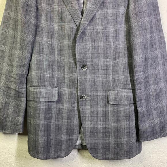 JOSEPH ABBOUD Blazer Sport Coat Jacket Linen Tailored Fit Plaid 2 Button 37 Reg - Picture 5 of 15